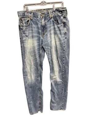 American Eagle Slim Straight Jeans Men's 34x34 100% Cotton Light Wash Denim